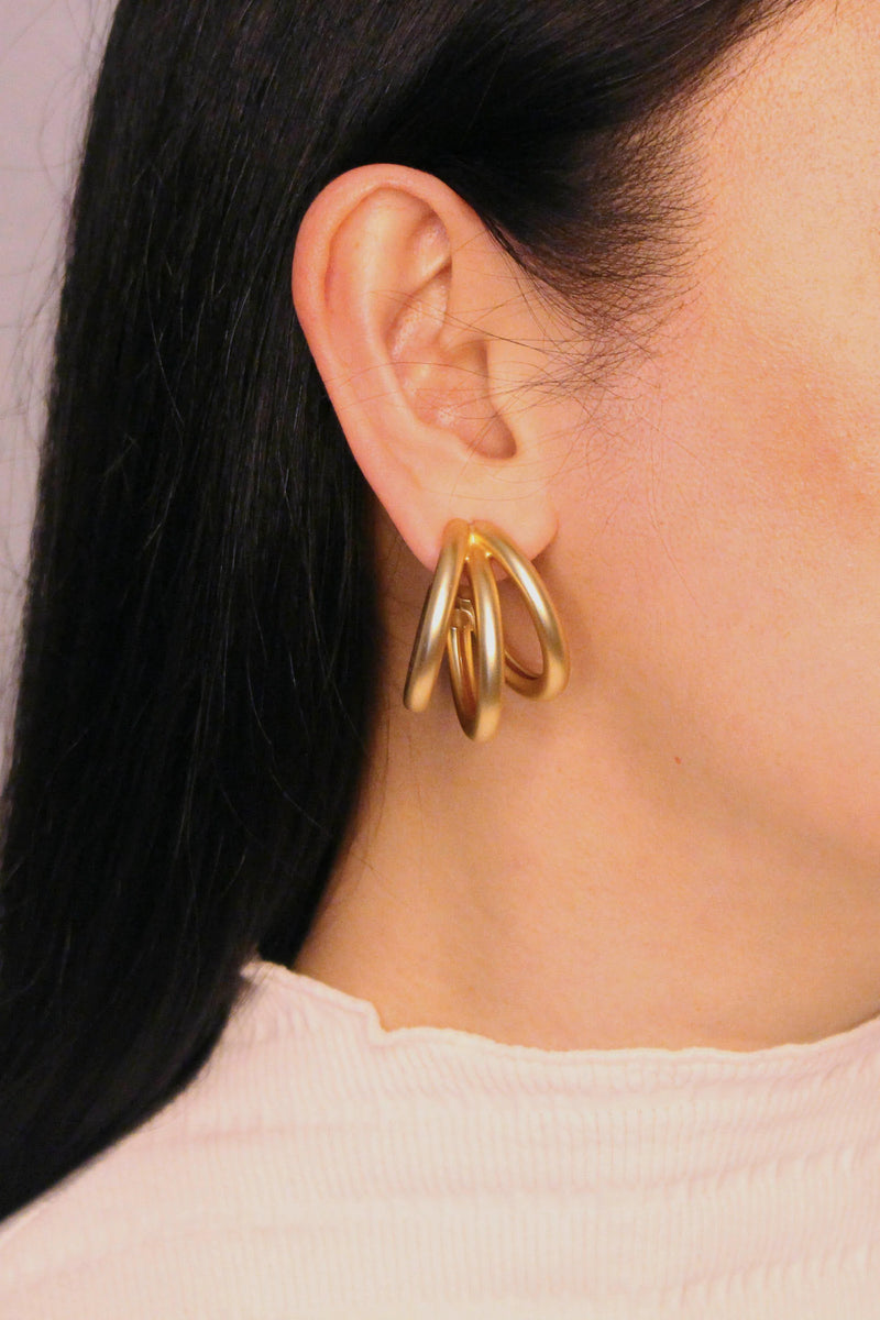 Matte Gold Tri hoops Mirella